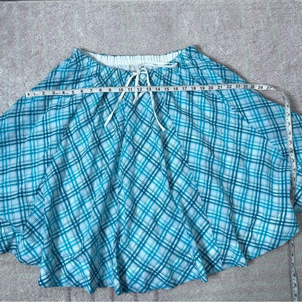 NWT Anthropologie Maeve Teal and White Plaid A Line Midi Skirt Size‎ Medium - Picture 9 of 11